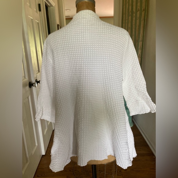 NWT FOCUS Waffle Swing Cardigan Jacket 100% preshrunk Cotton WHITE COASTAL MED - Picture 7 of 13